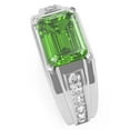thumbnail image 3 of Men's Peridot Diamond Channel Ring In Solid 14k White Gold, 3 of 6