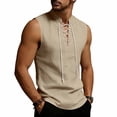 thumbnail image 5 of Guluxicc Men's Tank Tops Drawstring Tie Neck Solid Color Sleeveless Tops Summer Outdoor Casual Beach Shirts, 5 of 8