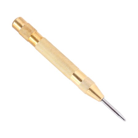 WALFRONT Spring Loaded Marking Hole Tool,Automatic Center Punch Tool with HSS Tip Spring Loaded Brass Body,Automatic Center Pin Punch
