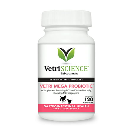 VetriScience Laboratories Vetri Mega Probiotic, Digestive Health Supplement for Cats and Dogs, 120