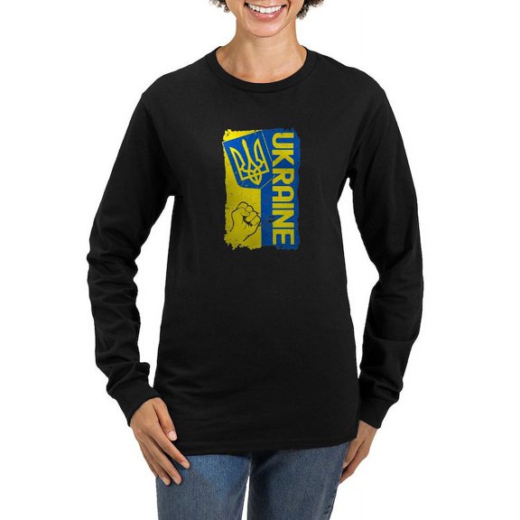 CafePress - Ukraine Coat Of Arms Flag Long Sleeve T Shirt - Women's Long Sleeve Graphic Tee Casual Fit