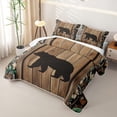 thumbnail image 3 of Castle Fairy Rustic Animal Bear Twin Quilt Set for Teens,Camouflage Lodge Autumn Leaf Twin Coverlet Set,Brown Green, 3 of 7