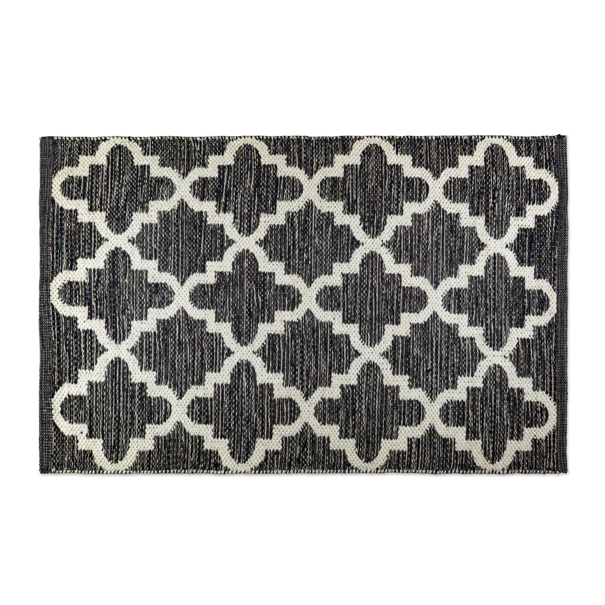 2' x 3' Trellis Black and White HandLoomed Reversible Area Throw Rug