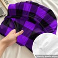 thumbnail image 4 of Twin XL Size Fitted Sheet Set - Black Purple Plaid 2 Piece Bedding Sets 16" Deep Pocket Fitted Sheet with 1 Pillowcases, Farmhouse Simple Buffalo Checked Brushed Microfiber Hotel Luxury Bed Sheets, 4 of 9