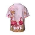 thumbnail image 4 of Balery Flamingos In The Tropical Forest Men's Casual Button Down Shirt Short Sleeve Textured Summer Cuban Beach Shirts-X-Large, 4 of 7