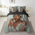 thumbnail image 2 of Manfei Black Girl 7-Piece Twin Bedding Sets,Fashion Women Bedding Comforter Set,Sliver Glitter Print Sheet Sets For Adults,Super Cozy Room Decor Reversible, 2 of 8