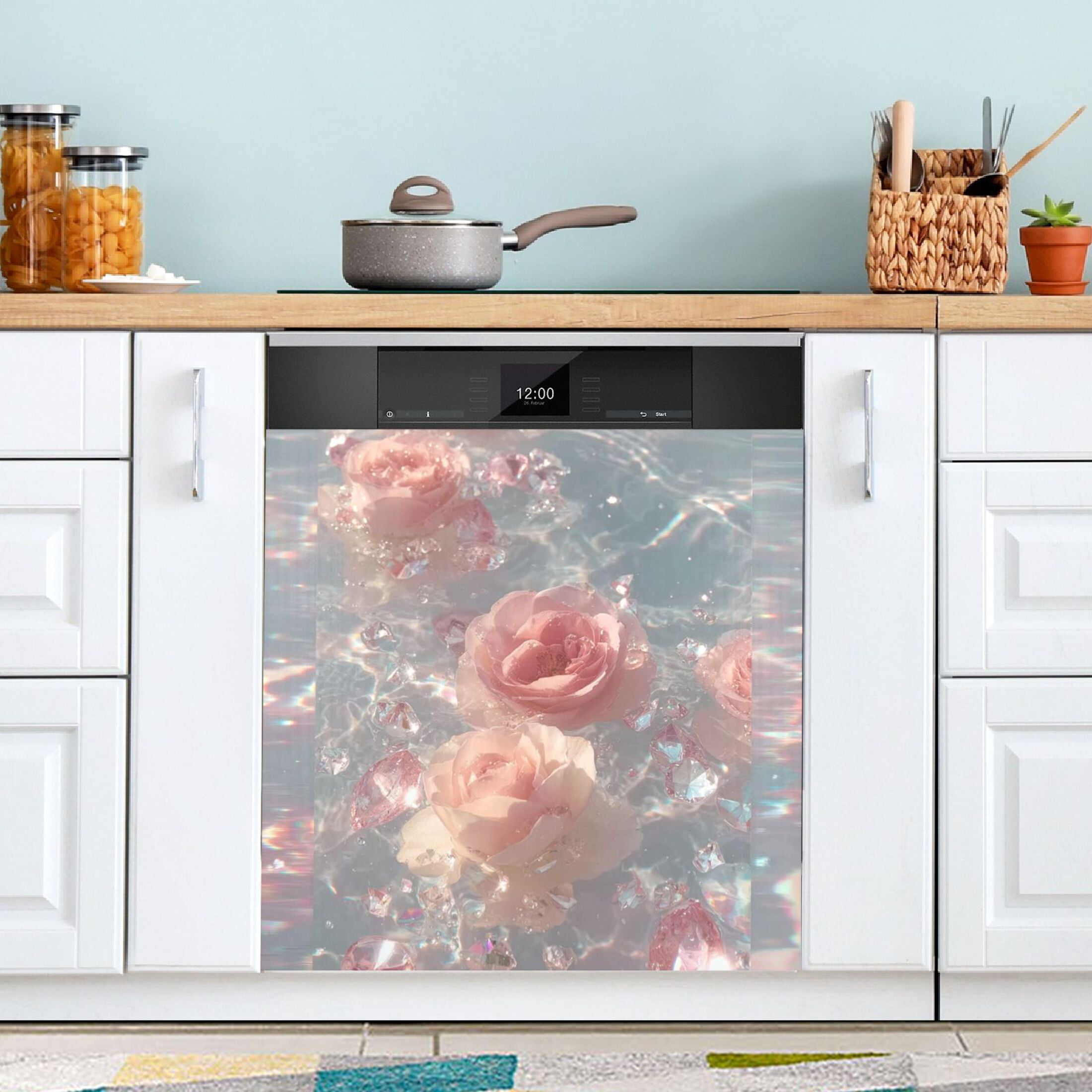 IAUYY Magnetic decorative sticker - 23x26 Inch PVC Refrigerator Decorative Cover, Removable DIY Art for Kitchen Appliances Crystal Drift Wallpaper