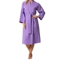 thumbnail image 2 of TowelSoft Women's Waffle Lilac Long Premium Cotton Blend Bathrobe (Medium), 2 of 5