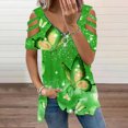 thumbnail image 2 of Aayomet Sparkly Tops For Women Womens Tops Short Sleeve V Neck Summer Shirts Casual Tunic,Green S, 2 of 3