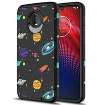 Moto Z4 Case, Moto Z4 Play Case Kaesar Slim Hybrid Dual Layer Shockproof Hard Cover Graphic Fashion Cute Colorful Silicone Skin Cover Armor Case for Moto Z4 Play (Space)