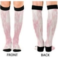 thumbnail image 2 of Coolnut Pink Christmas Snowflake Compression Socks Women Men Knee High Stockings for Sports, Running, Travel 1Pair Gift, 2 of 7