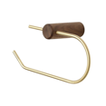 thumbnail image 1 of Porte-mouchoirs en Bois Porte-Papier Hygiénique en Laiton Accessoire de Rangement pour Toilettes Porte-Rouleau de Papier Support Noir Noyer et Or, 1 of 5