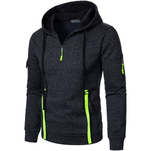SYMOID Hoodies for Men Plain Black Mens Clothes with Pocket Pullover Sweatshirt Zipper