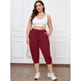 thumbnail image 7 of SHOWMALL Womens Plus Size Joggers Pants Casual Active Capri Sweatpants with Drawstring Pockets Burgundy 3X, 7 of 7