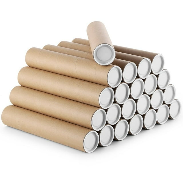 Tubos de Envío Kraft con Tapas, 23 Piezas Tubos de Cartón Kraft, Tubos de Envío de Sobres, Tubos de Póster para Almacenar, Enviar por Correo, Documentos, Artes, Rollo de Papel