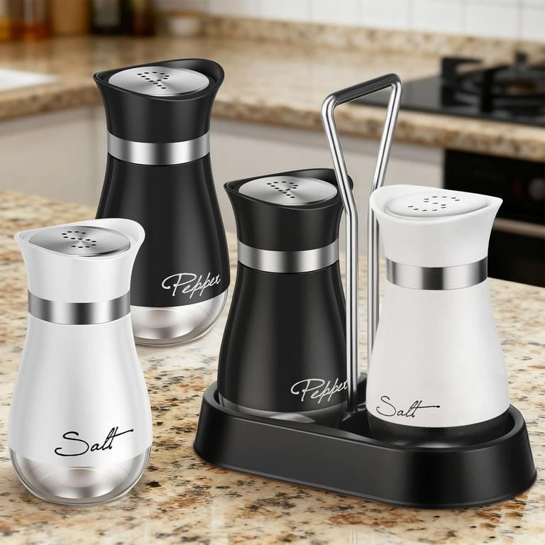 Qenwkxz 4 Pcs Salt and Pepper Shaker Set 4 oz Glass Salt and