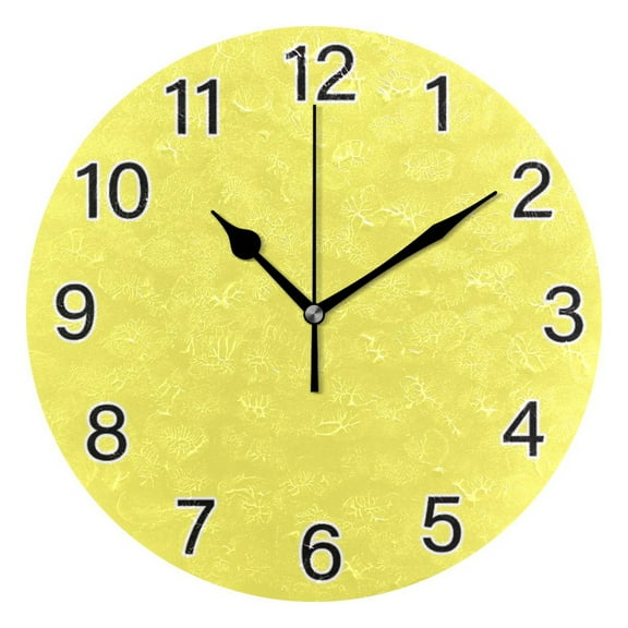 Ryvnso Yellow Wall Clock Non Ticking Silent Kitchen Clock Battery Operated Clocks 10 inch