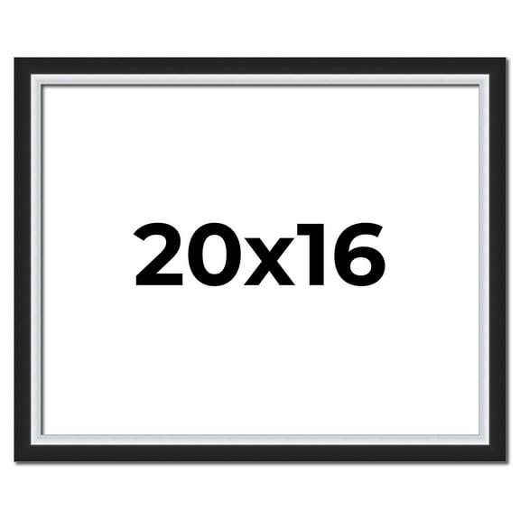 20x16 Frame Black & Silver Solid Wood Picture Frame Width 1.25 Inches | Interior Depth 0.75 Inches