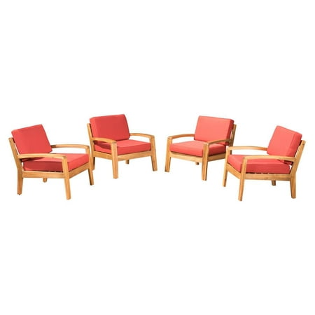 Outdoor Club Chair in Teak Finish- Set of 4