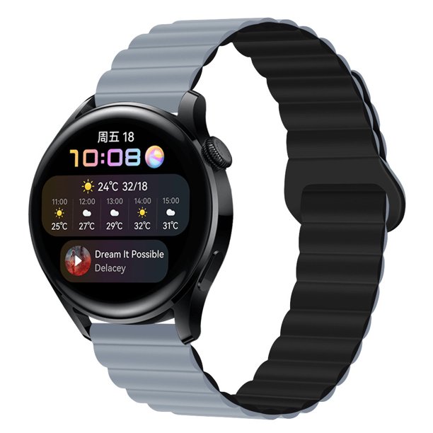 Adecuado para Huawei GT4/GT3/PRO Samsung watch4 correa de reloj de silicona de dos colores con bucle magnético de 20/22mm