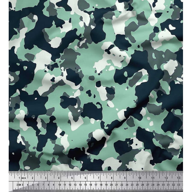 Soimoi Poly Georgette Fabric Two Tone With White Camouflage Fabric Prints By Yard 52 Inch Wide
