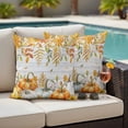 thumbnail image 4 of Orange Fall Outdoor Waterproof Pillow Covers, Thanksgiving Pumpkins Weeping Maple Leaf Vintage Decorative Square Throw Pillowcase Sofa Cushion Sham for Patio/Couch/Chair, 16"x16" 2 Pack, 4 of 8