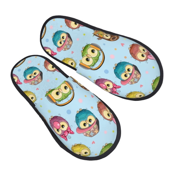 House Slippers for Women Men - Cute Cartoon Owls A Lightweight House Shoes Fuzzy Slippers, Soft Slip-On Cozy House Slippers for Woman Indoor Outdoor