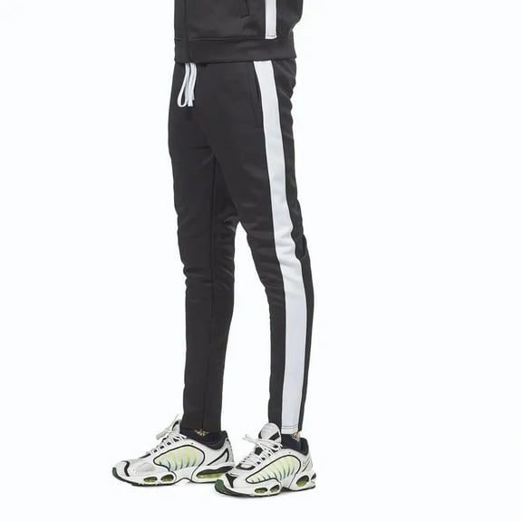 Rebel Minds Men Stacked Track Pants (Black White)