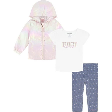 Juicy Couture Girls 4-6X 3-Piece Jacket, Top and Legging Set(Pink 4)