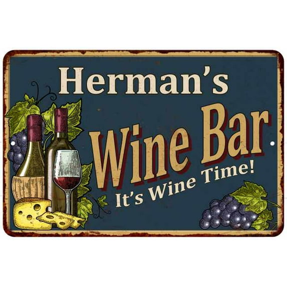Herman's Wine Bar Gift Green Sign Rustic Decor 8x12 108120055390