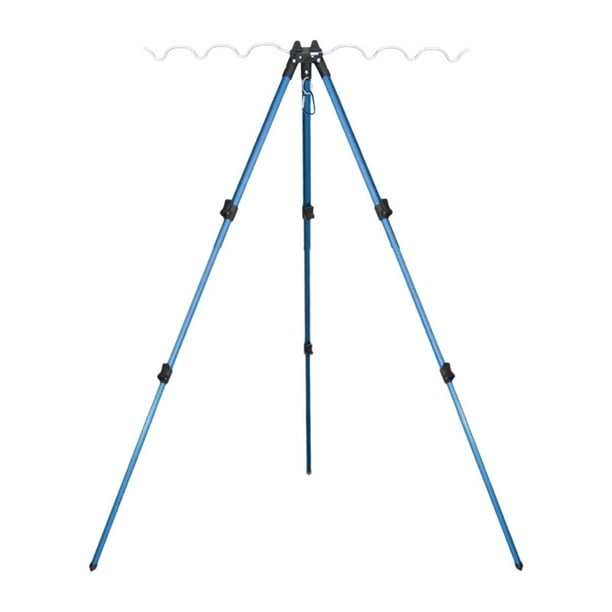 Soporte para caña de pescar con trípode, plegable, portátil, para 7 cañas, soporte para caña de pescar para pescar en la orilla del estanque Negro