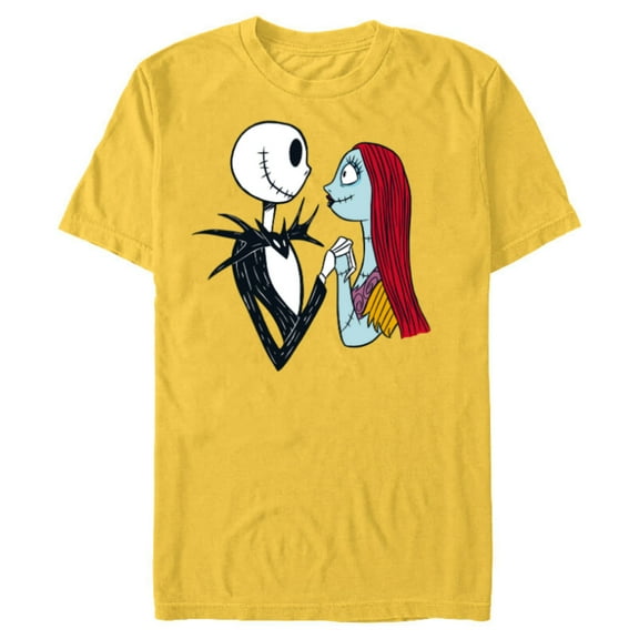 Disney The Nightmare Before Christmas Jack and Sally - Short Sleeve Blended T-Shirt for Adults -Customized-Yellow