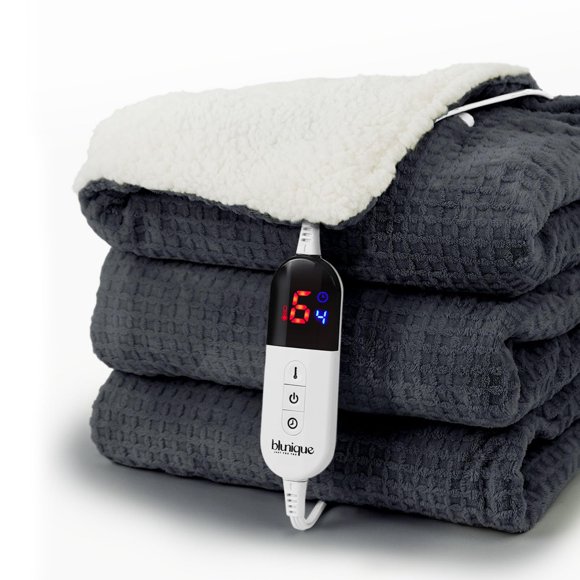 Manta eléctrica Blunique Waffle Heated Blanket 130 x 150 cm, color gris