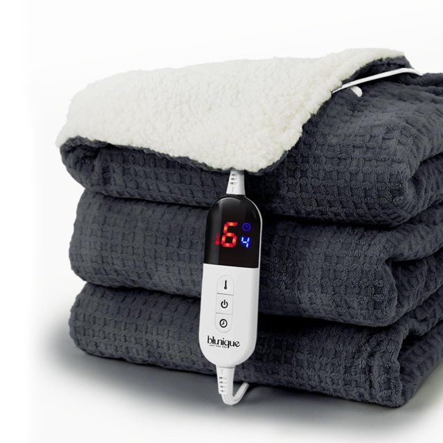 Manta eléctrica Blunique Waffle Heated Blanket 130 x 150 cm, color gris