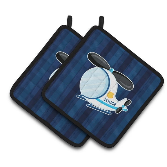 Caroline's Treasures Police Helicopter Pair of Pot Holders