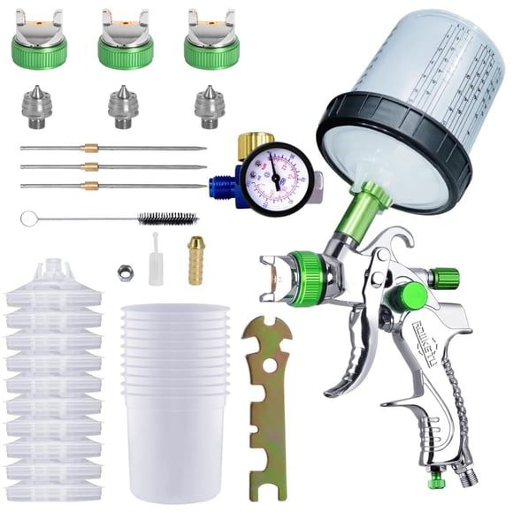 Pulverizador de pintura HVLP ROIKETU con juego de 10 vasos mezcladores de 600 ml