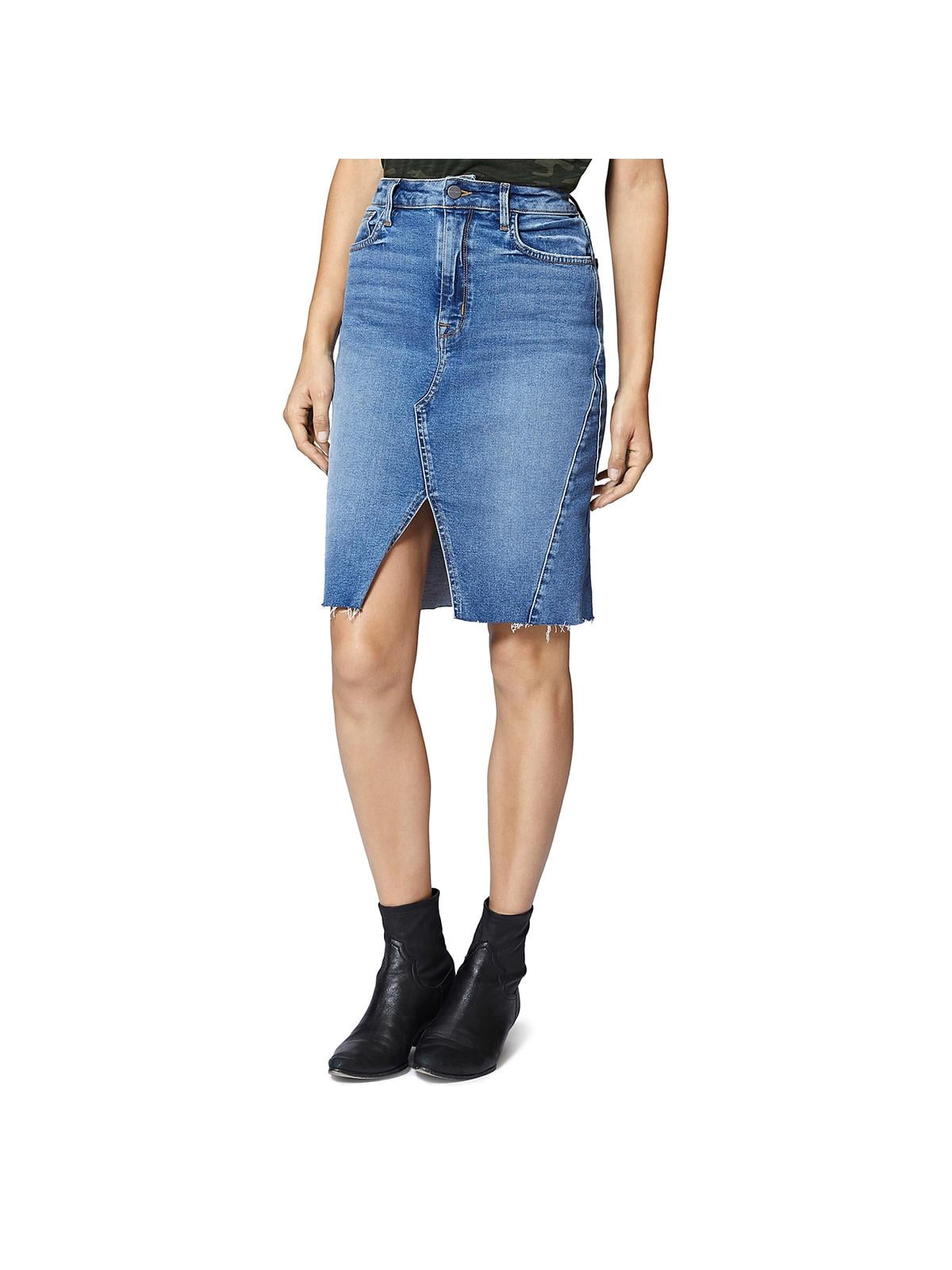 above knee denim skirt