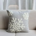 thumbnail image 3 of Soft Square Snowflake Home Decorative Canvas Cotton Embroidery Throw Pillow Covers 18x18 Cushion Covers Pillowcases for Sofa Bed Chair (1 Pair), 3 of 5