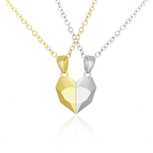 Amor de Pareja Collar Con Cinta Magnética, Collar Magnético de Corazón para Parejas, Collar de Acero Inoxidable con Piedra de Deseo, Collar de Atractivo Magnético para Novias, Collar de