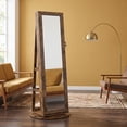 thumbnail image 4 of Nordic Hygge 360° Swivel Lockable Jewelry Cabinet with Full-Length Mirror & Rear Storage – Rustic Brown, 4 of 8