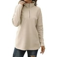 thumbnail image 3 of Vedolay Womens Hoodies Pullover Women's 2023 Hoodies Half Zip Long Sleeve Oversizd Crop Pullover Sweatshirts with Pockets,Beige M, 3 of 5