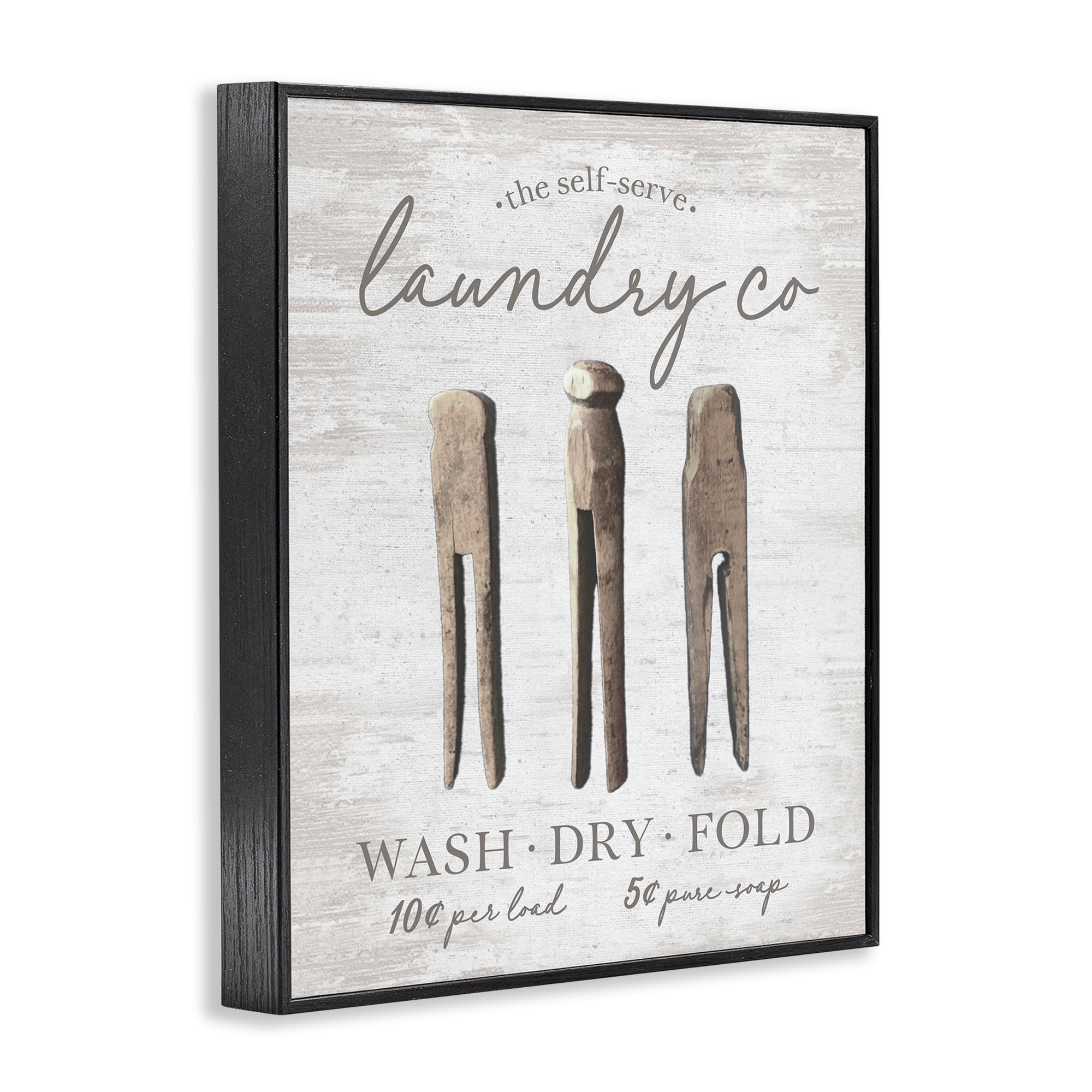 Stupell Industries Distressed Laundry Co Typography Painting Black Framed Art Print Wall Art, 11 x 14
