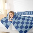 thumbnail image 3 of Homewish Geometric Checkered Twin Comforter Sets 2pcs, Timeless Grid Bedding Set, Navy Blue,Reversible,1 Comforter and 1 Pillowcase, 3 of 6