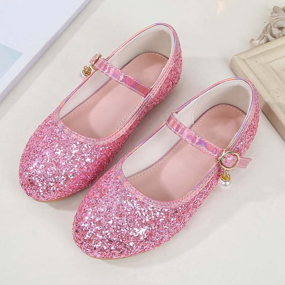 MEZZALL Child Sparkly Girls Sandals Fashionable T Strap Design Performance Comfortable Lightweight Casual Shoes Toddler Comfort Adorable Casual Kids Princess Solid Color Footwear