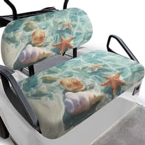 POLERO Universal Golf Cart Seat Covers Compatible with Ezgo Txt Front Seats, Ocean Starfish Shell Print Golf Cart Bench Seat Covers Breathable No Staples Needed
