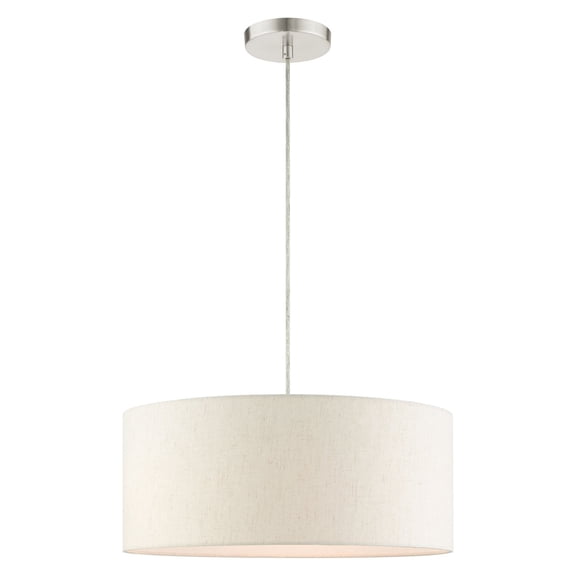 Livex Lighting Blossom 3-Light Modern Metal Drum Pendant in Brushed Nickel
