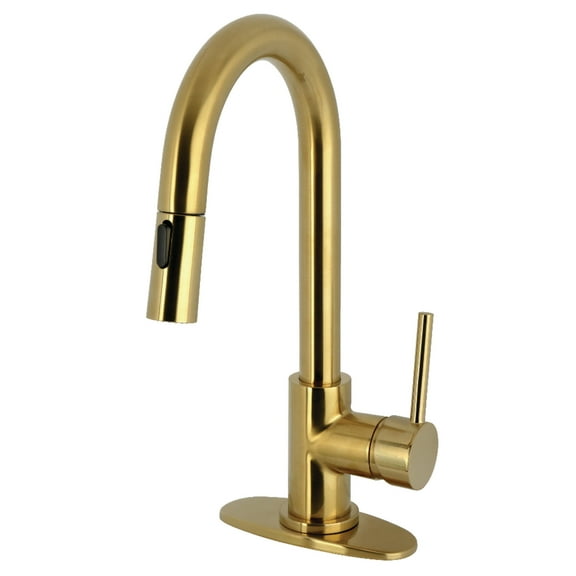 Gourmetier LS2463DL Concord Single-Handle Pull Down Sprayer Bar Faucet, Brushed Brass