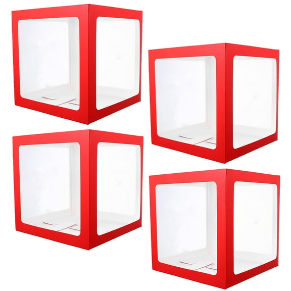 OUNONA Red Paper Balloon Boxes for Learning Perfect for DIY Party Decorations Easy to Assemble 4 Pieces