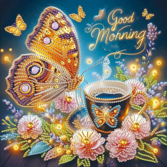 5D DIY Diamond Art Painting Kit, Late Night Butterfly Special Shape Diamond Canvas, that can decompress and relax and can be used for home wall decoration