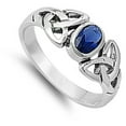 thumbnail image 4 of CHOOSE YOUR COLOR Blue Simulated Sapphire Triquetra Ring 925 Sterling Silver Band CZ Female Size 10, 4 of 4